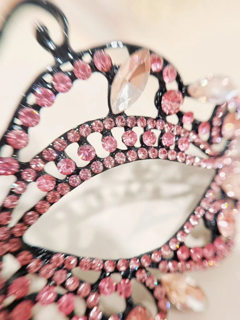 Pink Crystal Masquerade Mask, Butterfly Venetian Mask, Masquerade Ball Mask